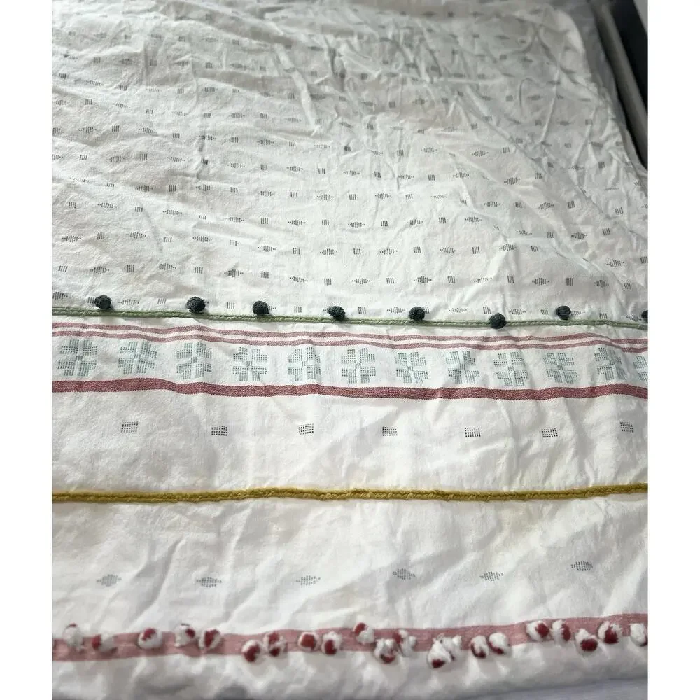 Anthropologie Araya Tassel Euro Duvet Cover Boho Textured Bedding 88x86.5